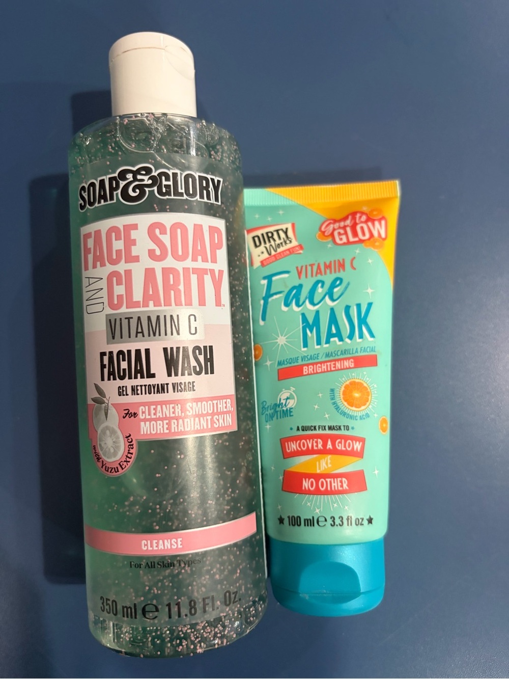 Vitamin C facial wash and face masks.